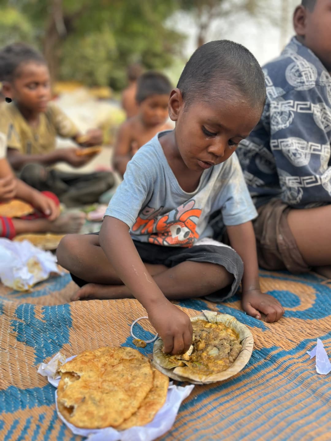 Tiny hands, big smiles, and puri aloo magic.